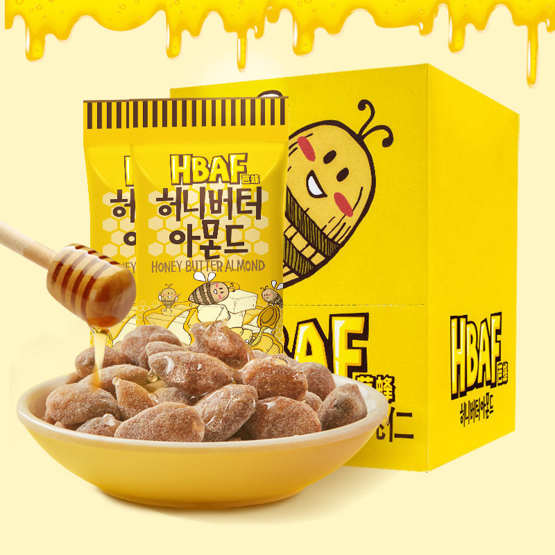 韩国进口芭蜂汤姆农场蜂蜜黄油扁桃仁混合口味坚果杏仁巴旦木零食