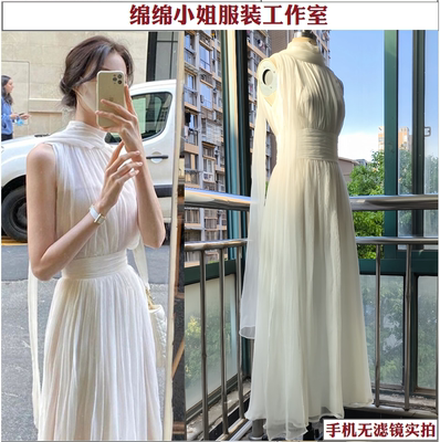 白色仙女连衣裙温柔度假飘带长裙