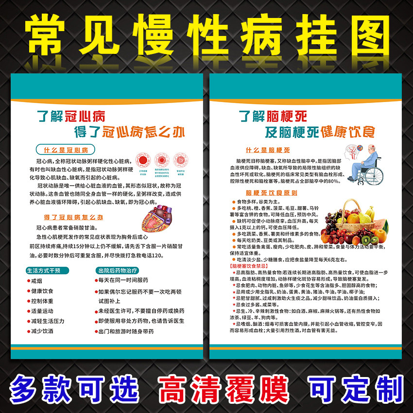 新款老年预防疾病挂图高血压糖尿病海报医院图养老院慢性病宣传栏墙贴