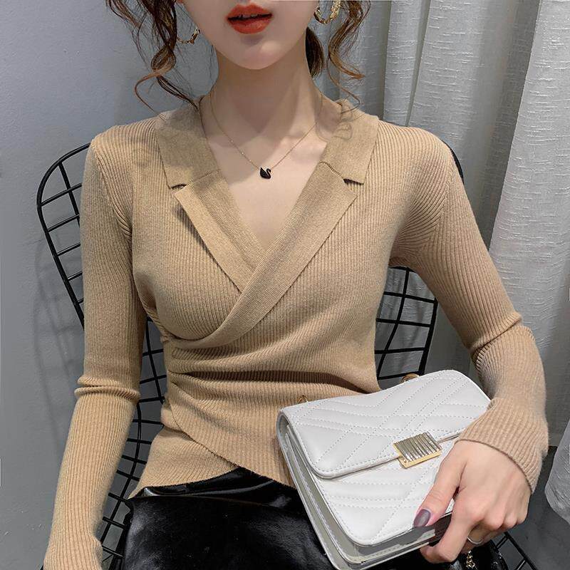 西装领打底毛衣女内搭202