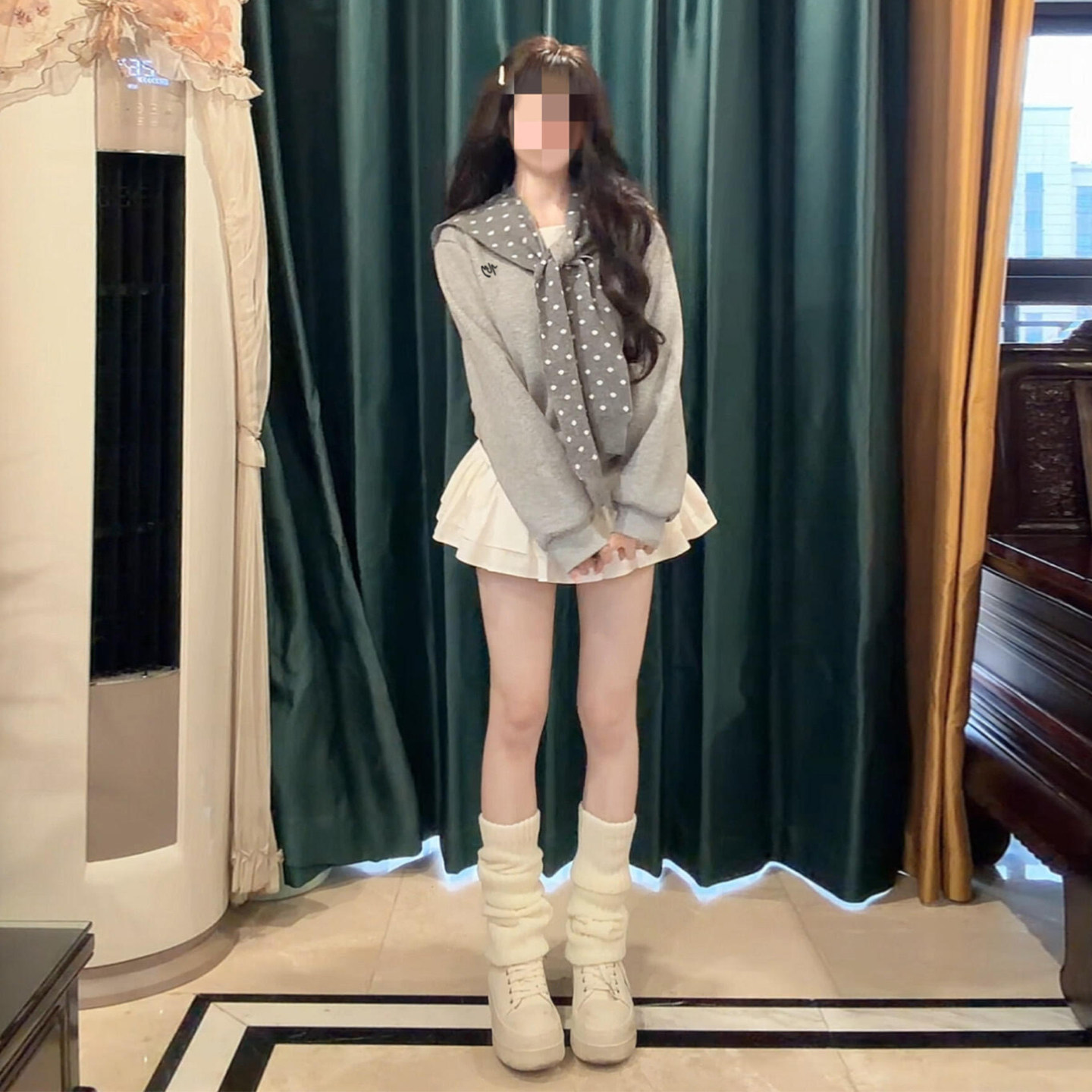 韩系穿搭灰色宽松卫衣外套女秋冬季2026新款学院风超好看冬装上衣
