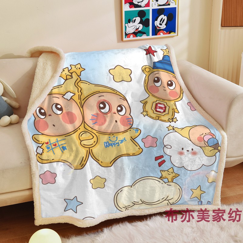 卡通动漫星星人水晶绒法兰绒毛毯