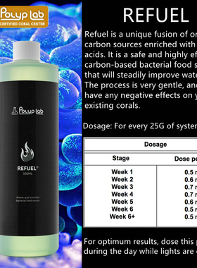 加拿大POLYPLAB REFUEL珊瑚缸燃料海水缸水族净水碳源降低NO3 PO4