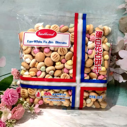 香港品牌大地蛋白花占饼干300g*3包小圆饼80后怀旧儿童宝塔糖零食