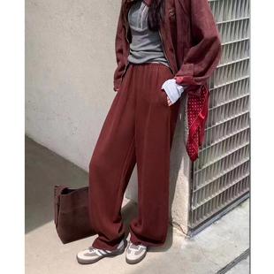 新款 长裤 慵懒风桑蚕丝羊绒裤 加厚阔腿裤 子简谜92026 大码 2024冬季