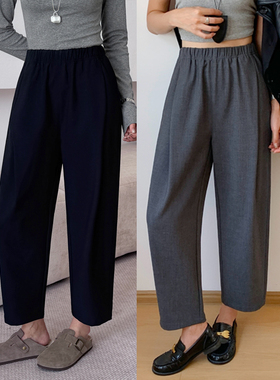 正品NV高弹西装面料高级感休闲直筒裤女梨形身材显瘦哈伦裤88105