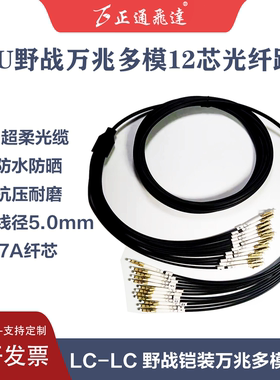 正通飞达LC-LC野战铠装万兆多模光纤线电信级低损耗TPU柔性轻便铠装基站拉远光缆室外防水4芯6芯8芯12芯