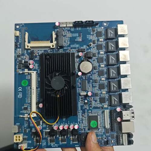 可维修6口千兆软路由主板，D525软路由主板，6口千兆通电开机风扇