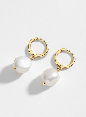 法国coss koko色耳钉巴洛克珍珠耳环欧美时尚耳扣小众气质