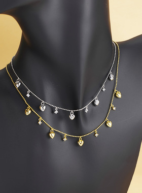 法国coss koko银城s925银闪钻元气爱心流苏项链女时尚小众轻