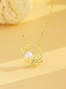 法国coss kokos925银麦穗项链镶嵌珍珠女时尚简约轻奢款百搭锁骨