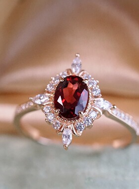 法国coss koko日系设计小众罗丝小姐复古大气防酒红石榴石戒指