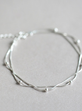 法国coss kokos925银手链女时尚双层磨砂小圆球设计感小众简约