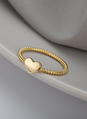 法国coss koko新款心形戒指女士爱心订婚手饰螺纹18k指环桃心