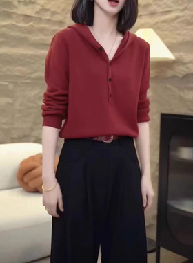 法国coss koko秋季新款简约色连帽卫衣宽松长袖洋气女潮