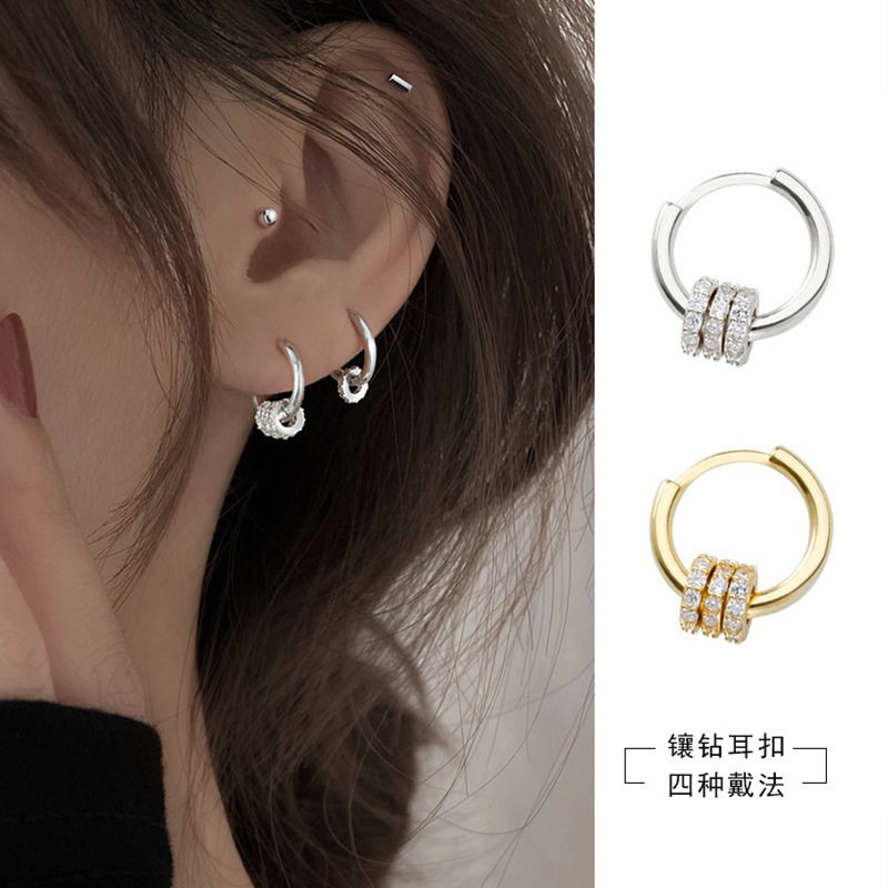 法国coss koko一款多戴带钻小圆圈耳坠耳环女耳圈耳扣耳钉年新款