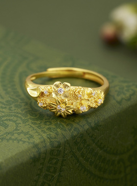 法国coss kokos925银繁花似锦戒指女花丝指环锆石镶嵌时尚轻奢款