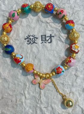 法国coss koko银城银古法烧蓝珐琅彩十二月花神珠手链宫廷风守护