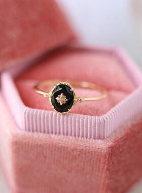 法国coss koko日系阿卡朵镶嵌防黑玛瑙戒指女ins轻奢复古小众