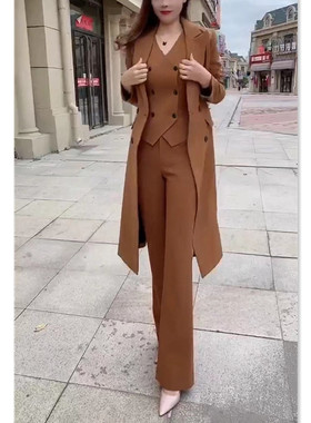 法国coss koko秋冬新款欧范职业西装三件套修身显瘦女装