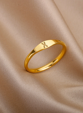 法国coss koko欧美新款金色26个字母戒指时尚简约潮流女士