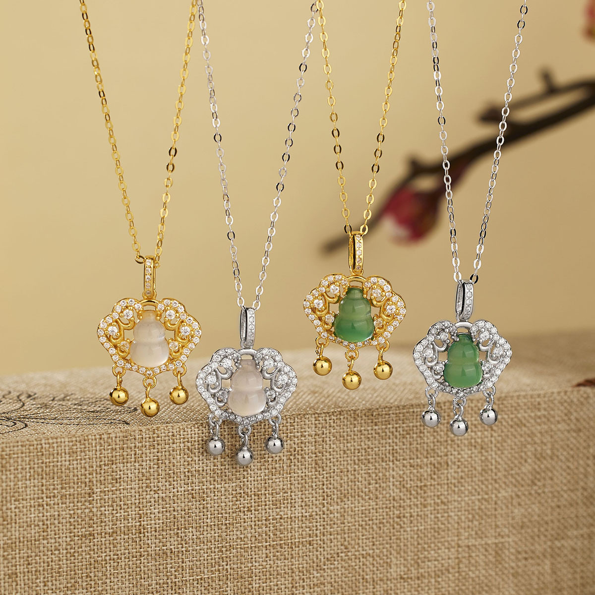 法国coss kokos925银如意平安锁项链铃铛玉髓葫芦吊坠新中式国风