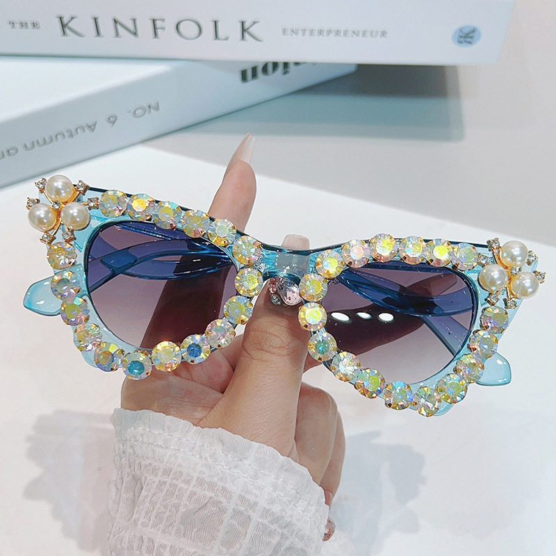 法国coss koko新款几何太阳镜  欧美个性镶钻ins嘻哈眼镜 珍珠