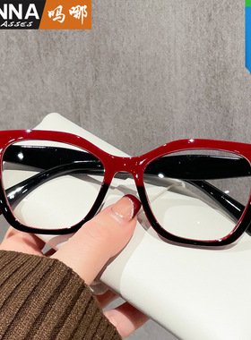 法国coss koko酒红框多边形眼镜架辣妹平光镜时尚自拍近视防蓝光