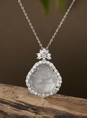 法国coss kokos925银高冰玉髓佛公笑佛吊坠国风大肚佛项链新中式