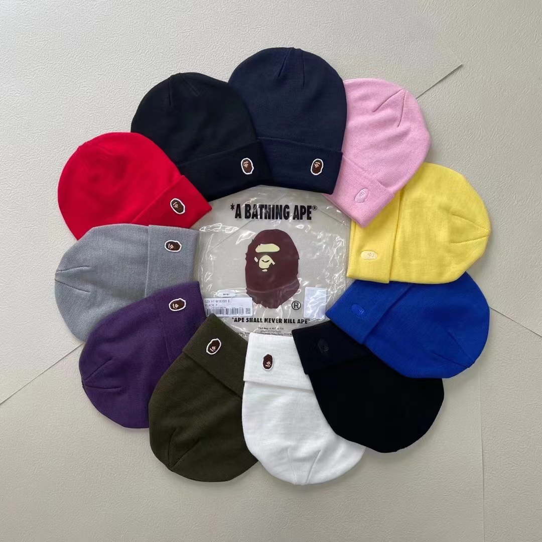 日系潮牌Bap1猿人头针织帽经典刺绣冷帽冬季新款情侣款毛线帽ins