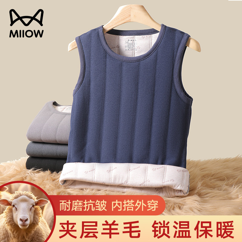 猫人男士保暖背心加绒加厚马甲