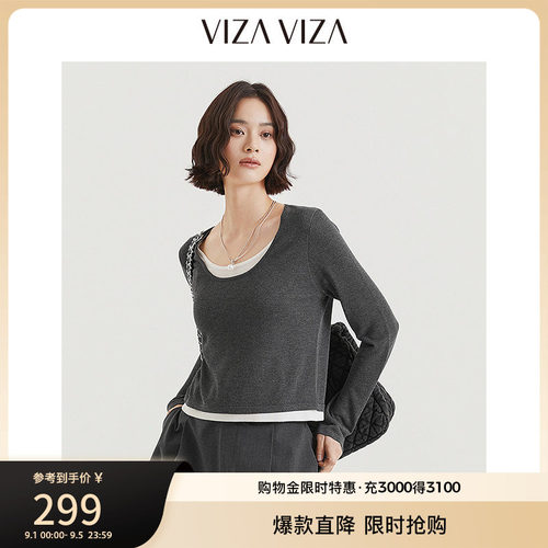 VIZAVIZA圆领毛针织衫