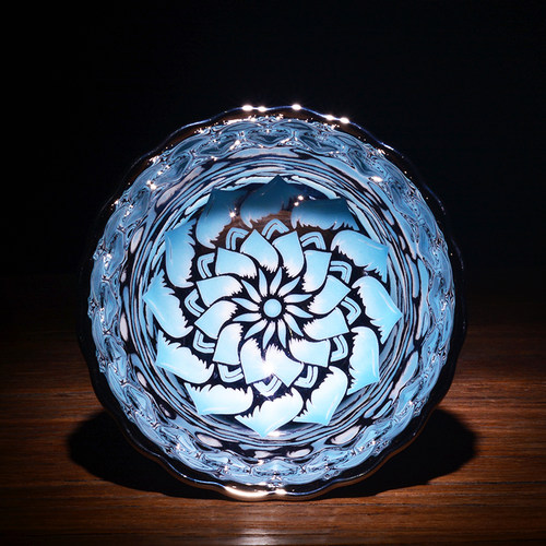 七彩孔雀杯冰清玉洁莲花杯子七彩珍珠白贝主人杯金莲花茶杯茶盏杯