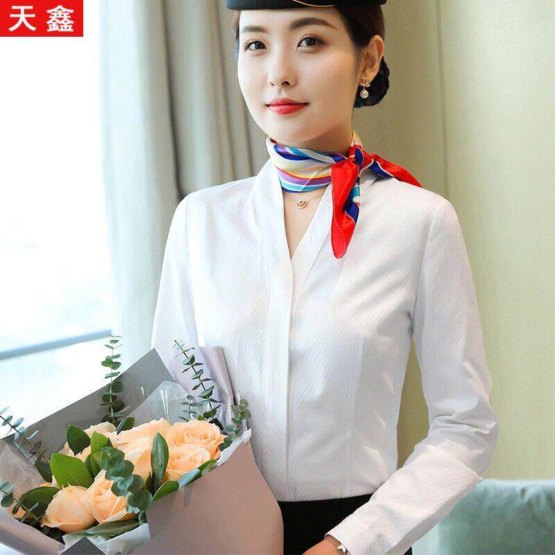 南航空姐白衬衫女长袖服2026新款韩版修身空乘面试装制服衬衣