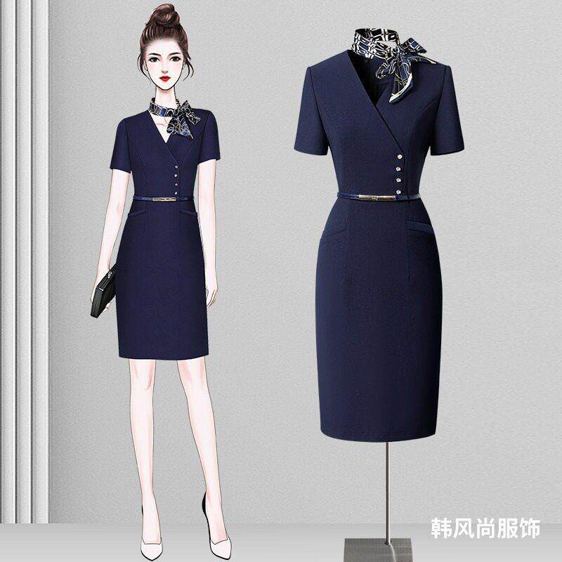 职业洋装夏季女正式场合西装裙艺考播音主持人正装美容院服