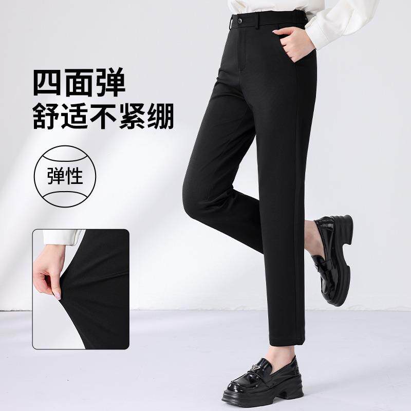 黑色烟管裤职业2025年新款直筒西装裤女夏季通勤小个子九分裤子薄