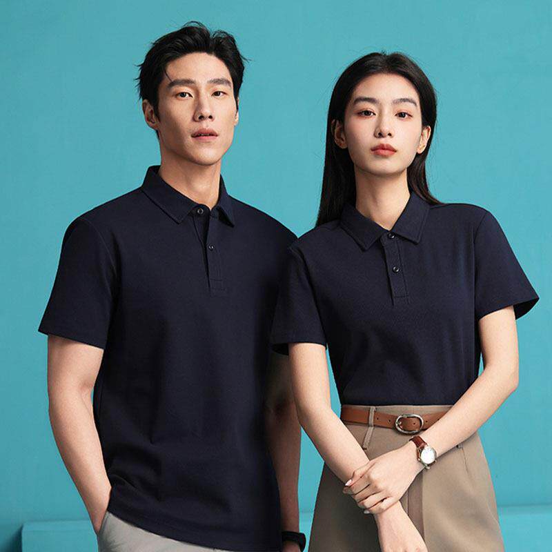 翻领文化polo衫印刷工衣企业翻领服t恤印字刺绣logo短袖女