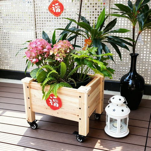 全实木可移动花架简约绿植种植箱