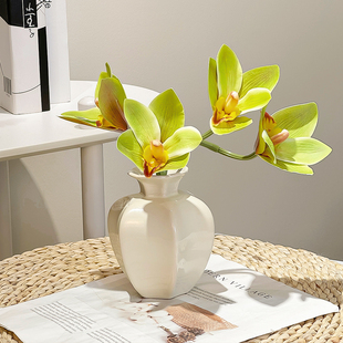 蕙兰仿真花假花摆设客厅餐桌洗手台卧室玄关电视柜装饰花艺摆件