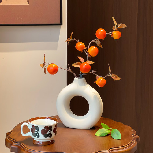 北夏家居-假花玄关餐桌柿子摆设