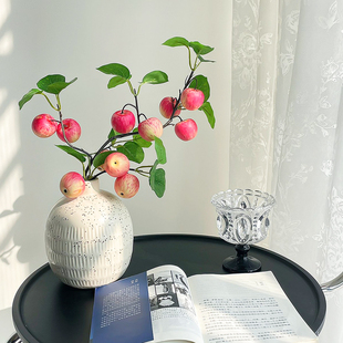 仿真花苹果果树枝石榴柿子假花客厅摆设平安喜乐摆件装饰仿真水果