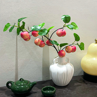 逼真苹果仿真花新年装饰花树枝果实假花客厅插花干花摆设平安喜乐