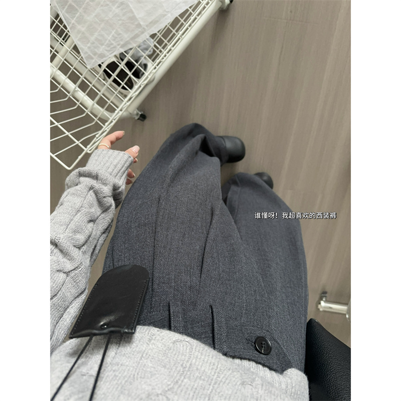高级感垂感西装裤阔腿拖地裤
