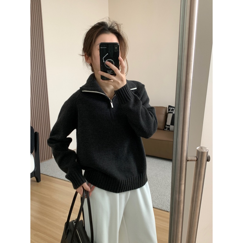 JMHHLL半拉链韩版套头羊毛毛衣