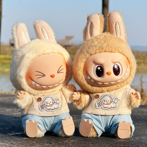 labubu一二代拉布布搪胶公仔衣服