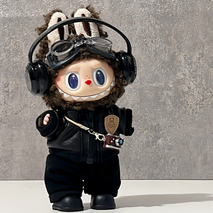 labubu娃衣前方高能3.0一二三代拉布布衣服帅酷皮夹克眼镜套装穿
