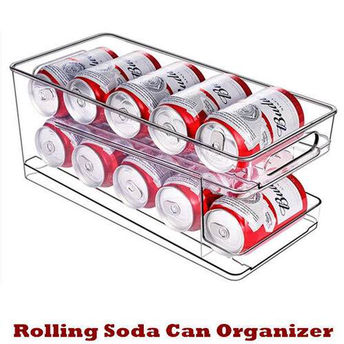 Rolling Soda Can Organizer for Refrigerator Beer Pop Holder