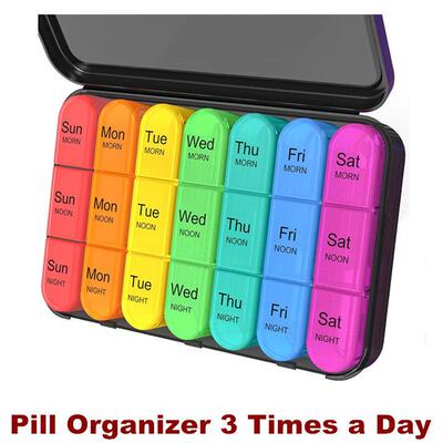 Pill Organizer 3 Times a Day Weekly Daily Medicine Case Box
