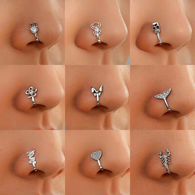 Perforation free U-shaped micro spider butterfly nose ring