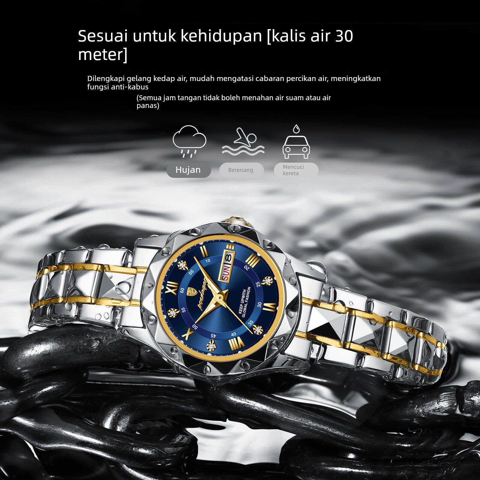 style lady watch waterproof double calendar luminous女士手表